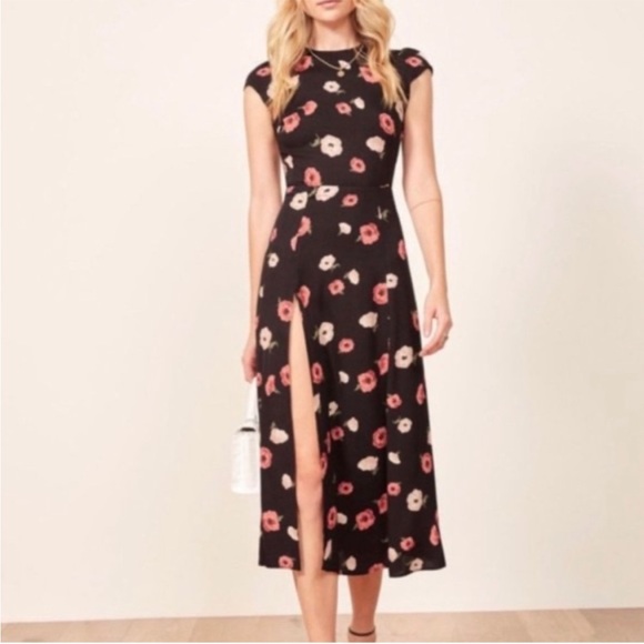 Reformation Gavin Dress in Black Floral - Picture 2 of 6